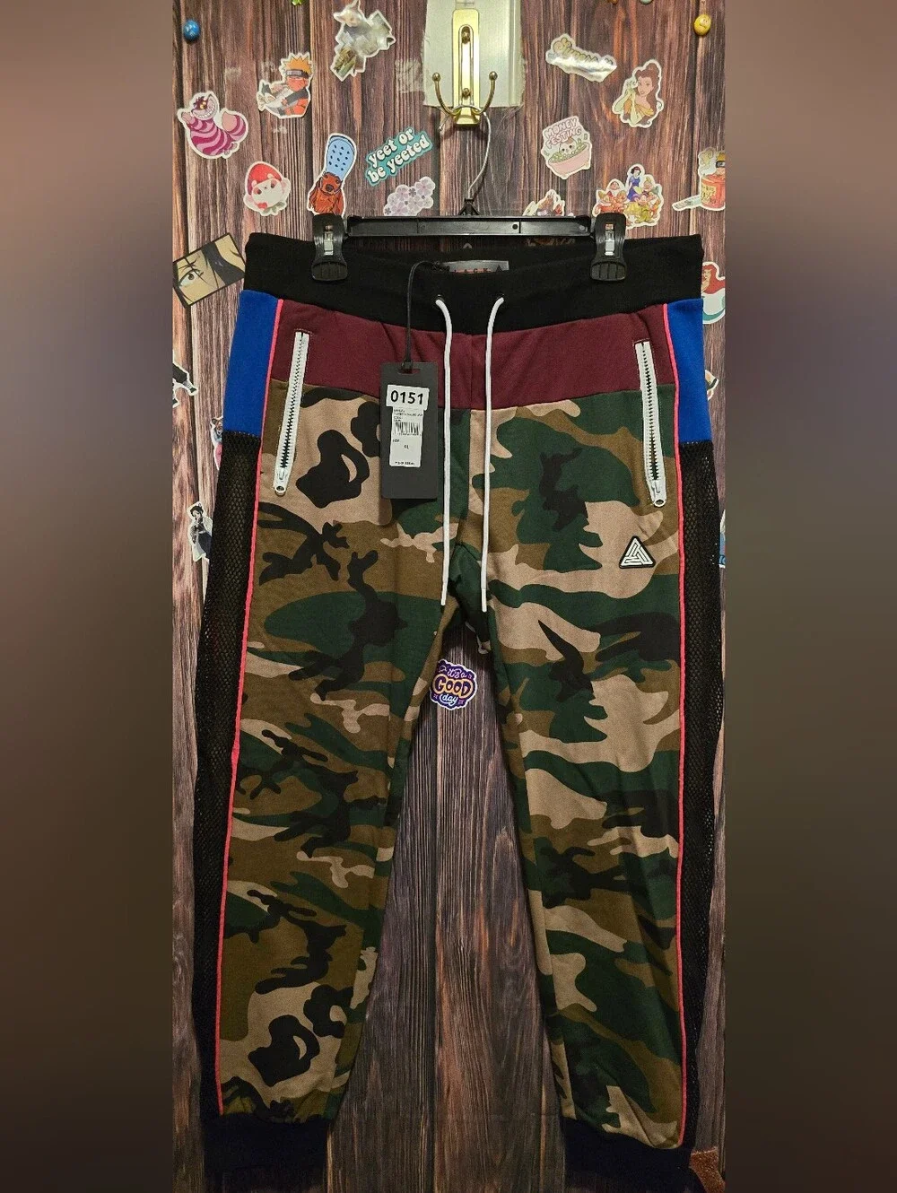 Black Pyramid camo Joggers with Contrast Panels and Zipper Pockets
